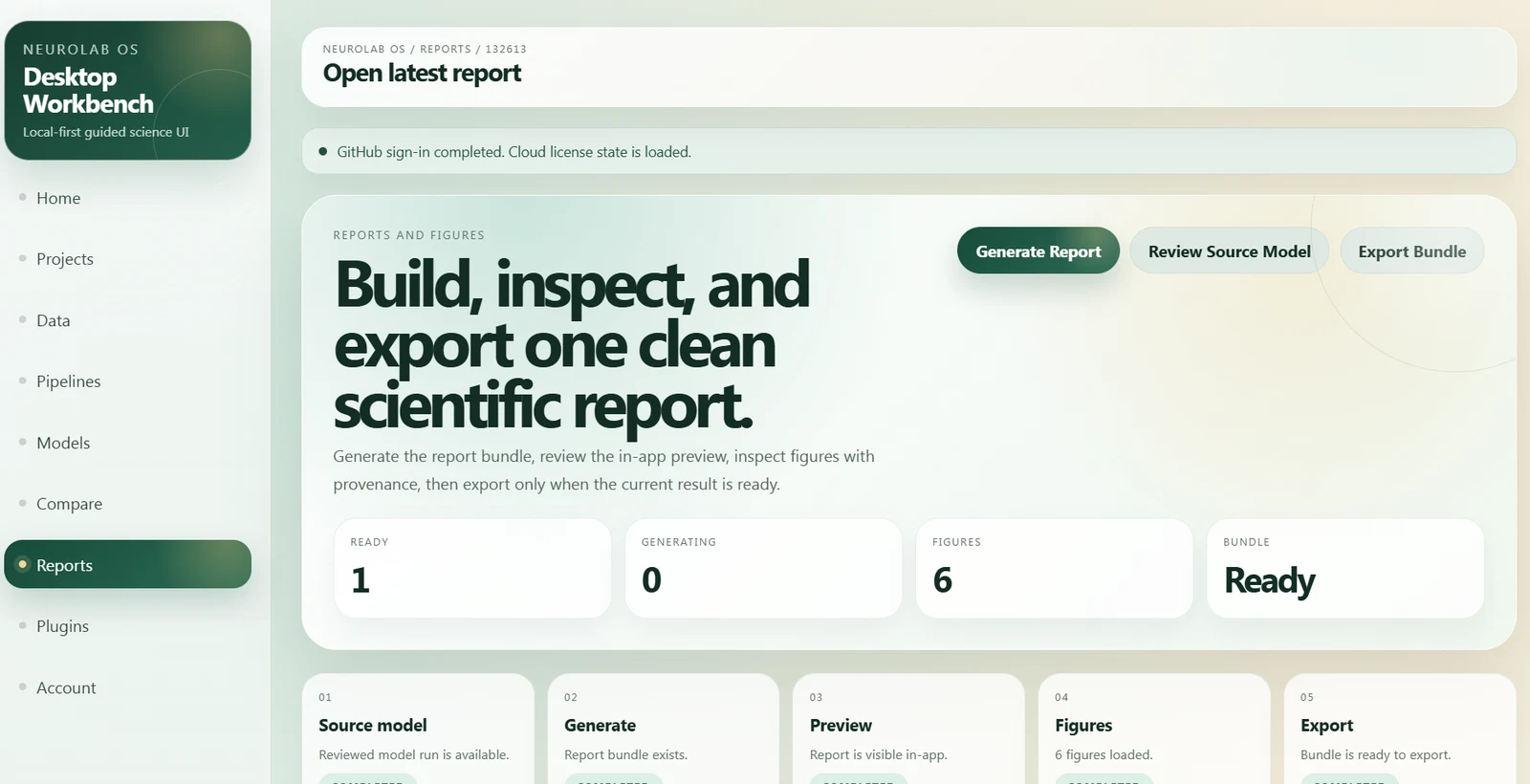Report Builder screen in NeuroLab OS.
